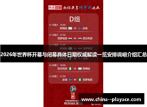 2026年世界杯开幕与闭幕具体日期权威解读一览安排说明介绍汇总 2026年世界杯开幕与闭幕具体日期权威解读一览安排说明介绍汇总